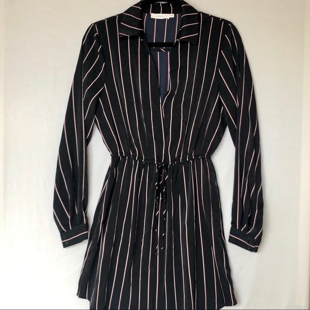 Lush, M, Navy, White, & Red Striped Dress